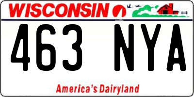 WI license plate 463NYA