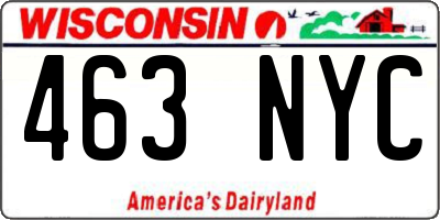 WI license plate 463NYC