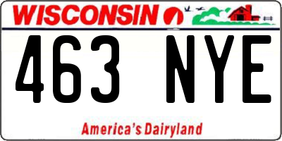 WI license plate 463NYE