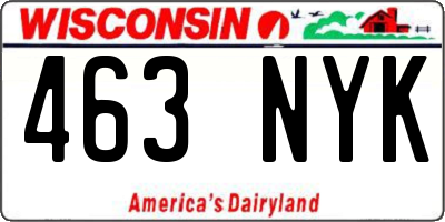 WI license plate 463NYK