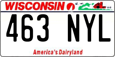 WI license plate 463NYL