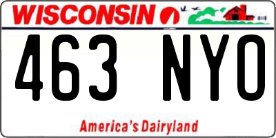 WI license plate 463NYO