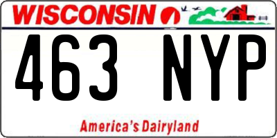 WI license plate 463NYP