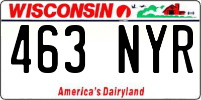 WI license plate 463NYR