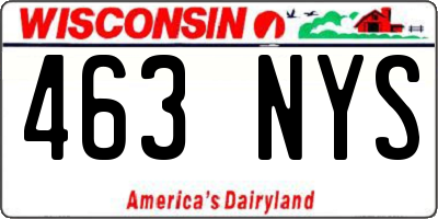 WI license plate 463NYS