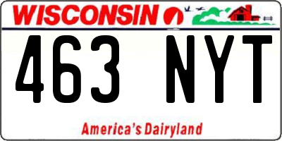 WI license plate 463NYT