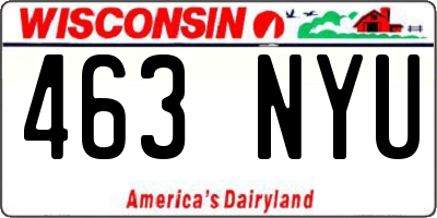 WI license plate 463NYU
