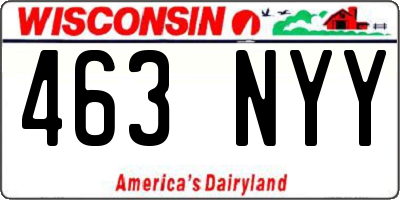 WI license plate 463NYY