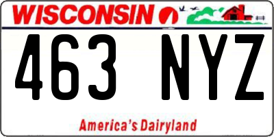 WI license plate 463NYZ