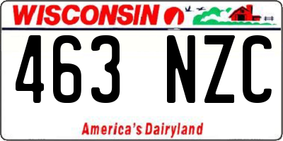 WI license plate 463NZC