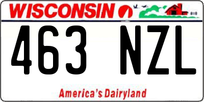WI license plate 463NZL