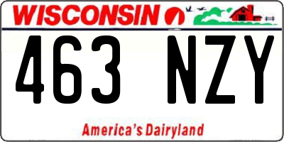 WI license plate 463NZY