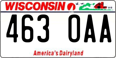 WI license plate 463OAA