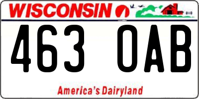 WI license plate 463OAB