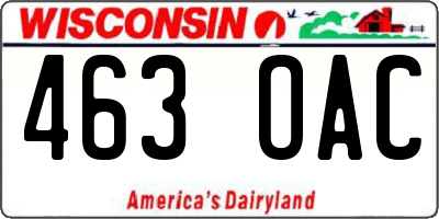 WI license plate 463OAC