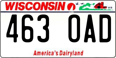 WI license plate 463OAD