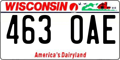 WI license plate 463OAE