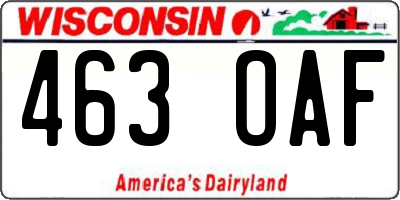 WI license plate 463OAF