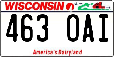 WI license plate 463OAI