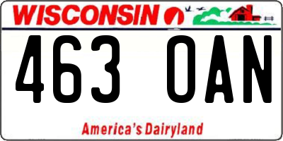 WI license plate 463OAN