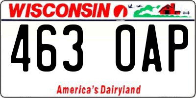 WI license plate 463OAP