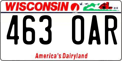 WI license plate 463OAR
