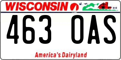 WI license plate 463OAS