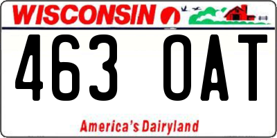 WI license plate 463OAT
