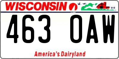 WI license plate 463OAW