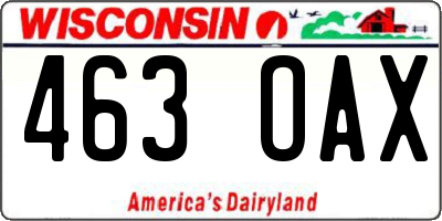 WI license plate 463OAX