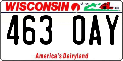 WI license plate 463OAY