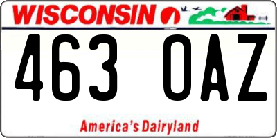 WI license plate 463OAZ