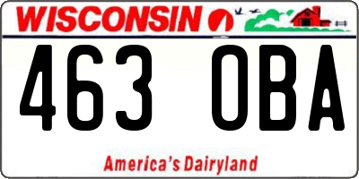 WI license plate 463OBA