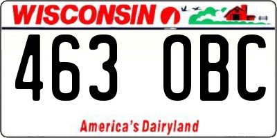 WI license plate 463OBC