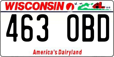 WI license plate 463OBD