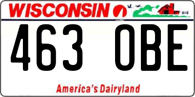 WI license plate 463OBE