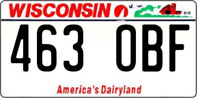 WI license plate 463OBF
