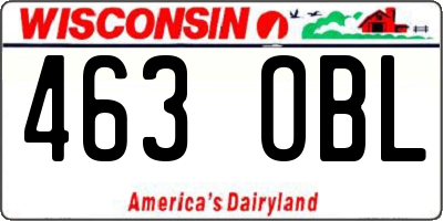 WI license plate 463OBL