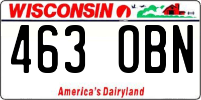 WI license plate 463OBN