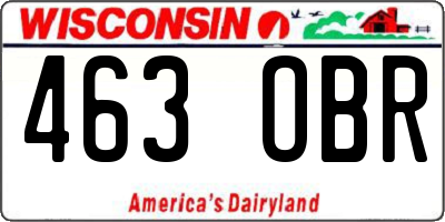 WI license plate 463OBR