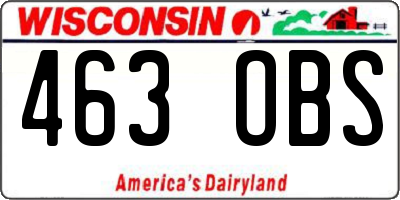 WI license plate 463OBS