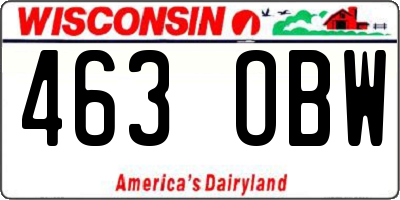 WI license plate 463OBW