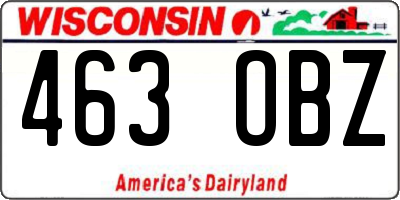 WI license plate 463OBZ