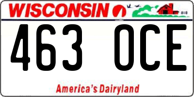 WI license plate 463OCE