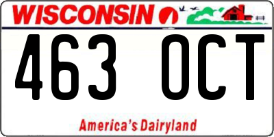 WI license plate 463OCT