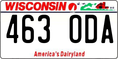 WI license plate 463ODA