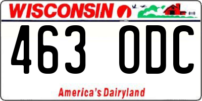 WI license plate 463ODC