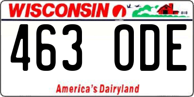 WI license plate 463ODE