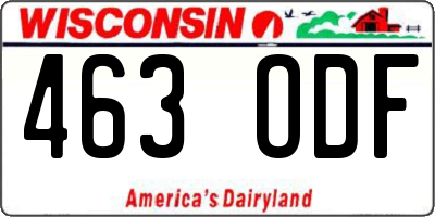 WI license plate 463ODF