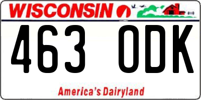 WI license plate 463ODK
